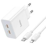 Изображение Сетевое ЗУ Hoco C108A Leader White (6931474784445) 2* USB-C , PD 35W + кабель Lightning #3 Фото Сетевое ЗУ Hoco C108A Leader White (6931474784445) 2* USB-C , PD 35W + кабель Lightning #3