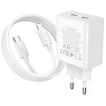 Изображение Сетевое ЗУ Hoco C108A Leader White (6931474784445) 2* USB-C , PD 35W + кабель Lightning #5 Фото Сетевое ЗУ Hoco C108A Leader White (6931474784445) 2* USB-C , PD 35W + кабель Lightning #5