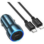 Изображение Автомобильное ЗУ Hoco Z48 Blue (6931474795021) 2*USB-C, 40W, 20W PD + кабель Lightning Фото Автомобильное ЗУ Hoco Z48 Blue (6931474795021) 2*USB-C, 40W, 20W PD + кабель Lightning