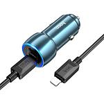 Изображение Автомобильное ЗУ Hoco Z48 Blue (6931474795021) 2*USB-C, 40W, 20W PD + кабель Lightning #1 Фото Автомобильное ЗУ Hoco Z48 Blue (6931474795021) 2*USB-C, 40W, 20W PD + кабель Lightning #1