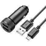 Изображение Автомобильное ЗУ Hoco Z49 Black (6931474795649) 2*USB-A,12W + кабель Micro-USB Фото Автомобильное ЗУ Hoco Z49 Black (6931474795649) 2*USB-A,12W + кабель Micro-USB