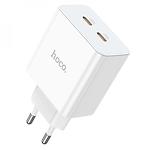 Фото Сетевое ЗУ Hoco C108A Leader White (6931474784438) 2* USB-C , PD 35W #1