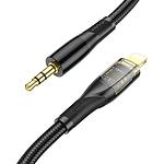 Фото Звуковой переходник HOCO UPA25 Black (6931474791153) Lightning male на 3.5mm male Audio cable 1м #1