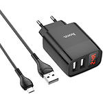 Изображение Сетевое ЗУ Hoco C86A Illustrious dual Black (6931474746290) 2*USB-A,2.4А,LED-амперметр,кбл micro-USB #1 Фото Сетевое ЗУ Hoco C86A Illustrious dual Black (6931474746290) 2*USB-A,2.4А,LED-амперметр,кбл micro-USB #1