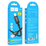 Фото Кабель HOCO X91 Black (6931474788702) USB/Lightning, 3м, 2.4A, nylon+TPE+aluminium #5