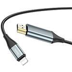 Фото Переходник HOCO UA15 Metal Gray (6931474750365) Lightning --> HDMI, 2м кабель #2