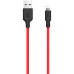 Фото Кабель HOCO X21 Plus Black-Red (6931474713797) USB/Lightning, 2м, 2.4A, silicone
