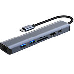 ХАБ Dynamode BYL-2303 USB-C 3.1 -> RJ45 + 4K HDMI +2хUSB 3.0 +USB-C PD100W +SD - фото