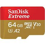 Фото microSD XC 64Gb SanDisk Extreme C10 UHS-I U3 V30 (SDSQXAH-064G-GN6MA) с SD переходником,  R160/W60 #1