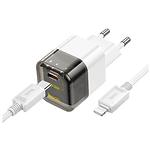 Изображение Сетевое ЗУ Hoco C125A Transparent Black (6931474798350) USB-C, QC3.0, PD 20W + Cable Lightning Фото Сетевое ЗУ Hoco C125A Transparent Black (6931474798350) USB-C, QC3.0, PD 20W + Cable Lightning