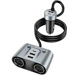 Изображение Автомобильное ЗУ Hoco Z51 Gray (6942007600439) 3*USB-A+2*USB-C+2*Cigarete-in,147W Max, QC3.0, PD 30W #1 Фото Автомобильное ЗУ Hoco Z51 Gray (6942007600439) 3*USB-A+2*USB-C+2*Cigarete-in,147W Max, QC3.0, PD 30W #1