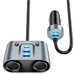 Изображение Автомобильное ЗУ Hoco Z51 Gray (6942007600439) 3*USB-A+2*USB-C+2*Cigarete-in,147W Max, QC3.0, PD 30W #3 Фото Автомобильное ЗУ Hoco Z51 Gray (6942007600439) 3*USB-A+2*USB-C+2*Cigarete-in,147W Max, QC3.0, PD 30W #3