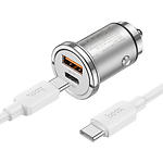 Фото Автомобильное ЗУ Hoco NZ10 Silver (6942007601849) USB-A+Type-C, QC3.0, PD 45W + Cable Type-C #4