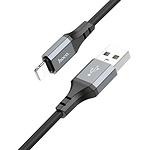Фото Кабель HOCO X92 Black (6931474788757) USB/Lightning, 3м, 2.4A, 20W, nylon+TPE+aluminium #1