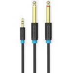 Изображение Кабель Vention (BACBH) 2м, Black, 3.5мм джек 3 pin/2 * 6.35 мм джек 2-pin Фото Кабель Vention (BACBH) 2м, Black, 3.5мм джек 3 pin/2 * 6.35 мм джек 2-pin