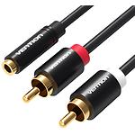 Изображение Кабель Vention (VAB-R01-B100) 1м, Black Metal, 3.5мм Female 3 pin/2 * RCA тюльпан Фото Кабель Vention (VAB-R01-B100) 1м, Black Metal, 3.5мм Female 3 pin/2 * RCA тюльпан