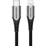 Кабель Vention (TACHF) 1м, Type-C/Lightning, 3A PD Fast Charging, Gray Aluminum Alloy - фото
