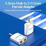 Изображение Звуковой переходник Vention (BDBW0) Silver, 3.5мм 4pin папа / 2*3.5мм мама 3pin стерео mic+phone #2 Фото Звуковой переходник Vention (BDBW0) Silver, 3.5мм 4pin папа / 2*3.5мм мама 3pin стерео mic+phone #2