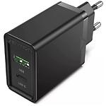 Изображение Сетевое ЗУ Vention (FBBB0-EU) USB-A + USB-C, 3A, PD20W+QC3.0, Black Фото Сетевое ЗУ Vention (FBBB0-EU) USB-A + USB-C, 3A, PD20W+QC3.0, Black