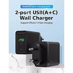 Изображение Сетевое ЗУ Vention (FBBB0-EU) USB-A + USB-C, 3A, PD20W+QC3.0, Black #1 Фото Сетевое ЗУ Vention (FBBB0-EU) USB-A + USB-C, 3A, PD20W+QC3.0, Black #1