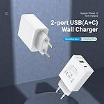Изображение Сетевое ЗУ Vention (FBBW0-EU) USB-A + USB-C, 3A, PD20W+QC3.0, White #5 Фото Сетевое ЗУ Vention (FBBW0-EU) USB-A + USB-C, 3A, PD20W+QC3.0, White #5