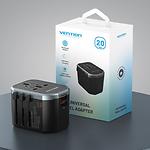 Изображение Сетевое ЗУ Vention (FJCB0) Universal Travel, 2*USB-A + USB-C, 3A, PD20W+QC3.0, Black #4 Фото Сетевое ЗУ Vention (FJCB0) Universal Travel, 2*USB-A + USB-C, 3A, PD20W+QC3.0, Black #4
