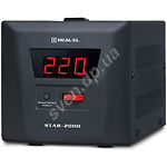Фото Стабилизатор REAL-EL STAB-2000, black 2000VA (1600Вт), LCD индикатор, 2евророзетки