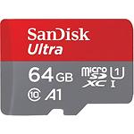 Фото microSD XC 64Gb SanDisk Ultra Class 10 UHS-I U1 A1 (SDSQUAB-064G-GN6IA) c переходником SD, R-140Mb/s