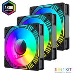 Изображение Вентилятор 120мм GAMEMAX KF300 BK, 3 шт KIT Black ARGB #2 Фото Вентилятор 120мм GAMEMAX KF300 BK, 3 шт KIT Black ARGB #2