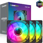 Изображение Вентилятор 120мм GAMEMAX KF300R BK, 3 шт KIT Black ARGB, Реверсивные Фото Вентилятор 120мм GAMEMAX KF300R BK, 3 шт KIT Black ARGB, Реверсивные