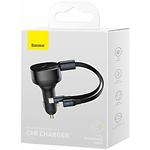 Изображение Автомобильное ЗУ Baseus CGTX000001 Black, Enjoyment Retractable Type-C+Lightning,30W Фото Автомобильное ЗУ Baseus CGTX000001 Black, Enjoyment Retractable Type-C+Lightning,30W