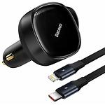 Изображение Автомобильное ЗУ Baseus CGTX000001 Black, Enjoyment Retractable Type-C+Lightning,30W #3 Фото Автомобильное ЗУ Baseus CGTX000001 Black, Enjoyment Retractable Type-C+Lightning,30W #3