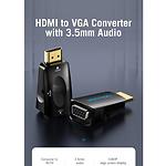 Фото Переходник Vention (AIDB0) Adapter Black 1080P, HDMI Male -> VGA Female/устр-во, Audio Port 3.5mm #1