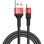 Фото Кабель HOCO X26 Black-Red (6957531080220) USB/Micro-USB, 1м, 2A, 18W, nylon+aluminum