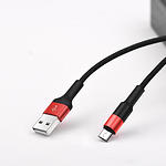 Фото Кабель HOCO X26 Black-Red (6957531080220) USB/Micro-USB, 1м, 2A, 18W, nylon+aluminum #1