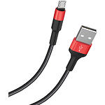 Фото Кабель HOCO X26 Black-Red (6957531080220) USB/Micro-USB, 1м, 2A, 18W, nylon+aluminum #2