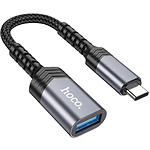 Переходник HOCO UA24 Metal Gray (6942007608848) Type-C/USB 3.0 female - фото