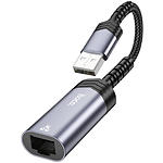 Фото Адаптер HOCO UA26 Metal Gray (6942007611954) USB-A  --> LAN Ethernet 10/100 Мб/с RJ-45 #4
