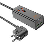 Фото Фильтр-удлинитель сетевой HOCO AC10A Barry 1.5m Black, 1-розетка, CHARGER 2*USB-A, 2*USB-C,QC3.0,65W #1