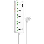 Фильтр-удлинитель сетевой HOCO AC13A Talento 1.5m White, 5-розеток, CHARGER 3*USB-A, USB-C, 17W - фото