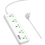 Фото Фильтр-удлинитель сетевой HOCO AC13A Talento 1.5m White, 5-розеток, CHARGER 3*USB-A, USB-C, 17W #1