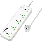 Фото Фильтр-удлинитель сетевой HOCO AC13A Talento 1.5m White, 5-розеток, CHARGER 3*USB-A, USB-C, 17W #2