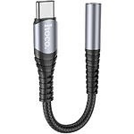 Переходник HOCO LS33 Metal Gray (6931474761163) USB Type-C male на 3.5mm female Audio - фото
