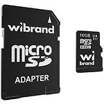 Фото microSD HC 16Gb Wibrand UHS-1 class 10 (WICDHU1/16GB-A) с переходником