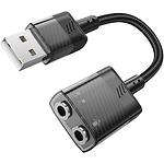 Изображение Sound Card HOCO LS37 Spirit 2-in-1 USB black, стерео, 2* 3.5mm наушники+микрофон #1 Фото Sound Card HOCO LS37 Spirit 2-in-1 USB black, стерео, 2* 3.5mm наушники+микрофон #1