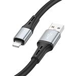 Изображение Кабель BOROFONE BX88 Solid Black (BX88LB) USB/Lightning, 1м, 2.4A Фото Кабель BOROFONE BX88 Solid Black (BX88LB) USB/Lightning, 1м, 2.4A