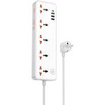 Фильтр-удлинитель сетевой HOCO AC14A Rico 1.5m White, 5-розеток, CHARGER 3*USB-A, USB-C, 30W - фото