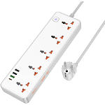 Фото Фильтр-удлинитель сетевой HOCO AC14A Rico 1.5m White, 5-розеток, CHARGER 3*USB-A, USB-C, 30W #1