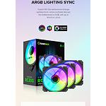 Фото Вентилятор 120мм GAMEMAX RC300, 3 шт KIT Black ARGB PWM 1200±10%, 3pin + Molex #13