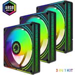 Изображение Вентилятор 120мм GAMEMAX RA300 BK, 3 шт KIT Black ARGB PWM, 800~1600±10%, 3pin + 4pin Фото Вентилятор 120мм GAMEMAX RA300 BK, 3 шт KIT Black ARGB PWM, 800~1600±10%, 3pin + 4pin